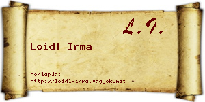 Loidl Irma névjegykártya